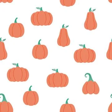 Vector seamless pattern with pumpkins Stock Illustration