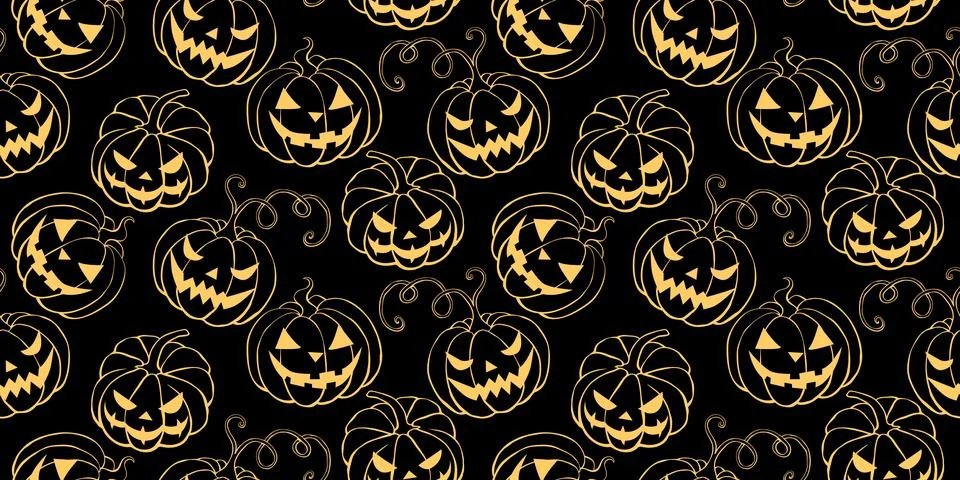 Vector Seamless pattern with pumpkins, Jack o Lantern. Halloween backgrounds  Stock Illustration