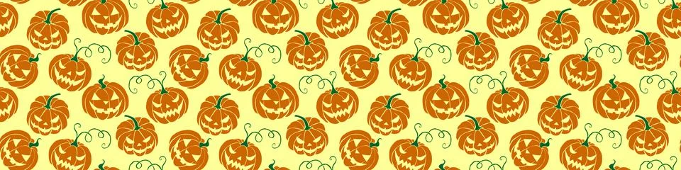 Vector Seamless pattern with pumpkins, Jack o Lantern. Halloween backgrounds  Stock Illustration