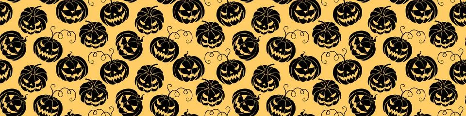 Vector Seamless pattern with pumpkins, Jack o Lantern. Halloween backgrounds  스톡 일러스트