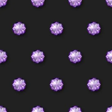 Vector Seamless Pattern with Purple 3d Realistic Transparent Round Glowing Stock Illustration
