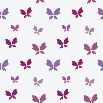 Vector seamless pattern with purple butterfly on white background. wallpaper Stock Illustration
