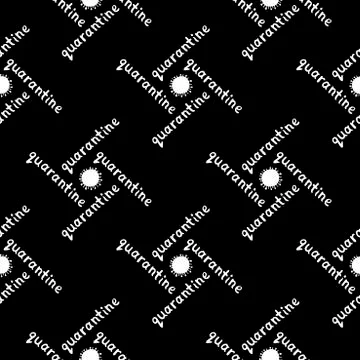 Vector seamless pattern with the quarantine logo - inscription and icon of mo Stock-Illustration