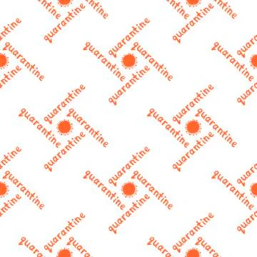 Vector seamless pattern with the quarantine logo - inscription and icon of mo Stock Illustration