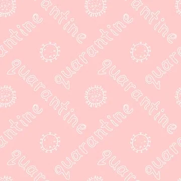 Vector seamless pattern with the quarantine logo - inscription and icon of mo Stock Illustration