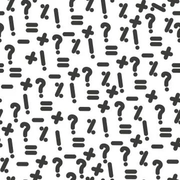 Vector seamless pattern with question marks. Monochrome hipster background. B Stock Illustration