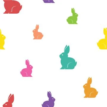 Vector seamless pattern with rabbit on white background. wallpaper Stock Illustration