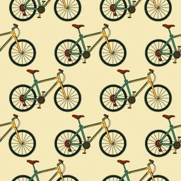 Vector seamless pattern with racing bikes Stock Illustration