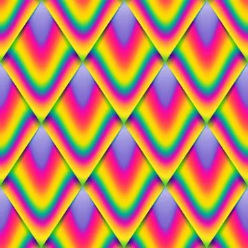 Vector Seamless Pattern, Rainbow Scale, Colorful Endless Background. Stock Illustration