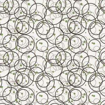 Vector seamless pattern of randomly circles and green dots Stock Illustration