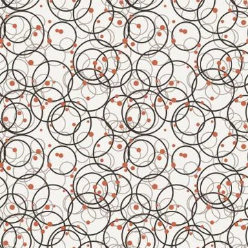 Vector seamless pattern of randomly circles and red dots Stock Illustration