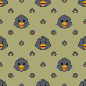 Vector seamless pattern with a raven Stockillustratie