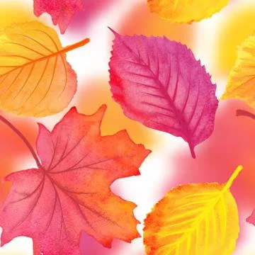 Vector seamless pattern with red and yellow autumn leaves, natural backdrop Ilustração Stock