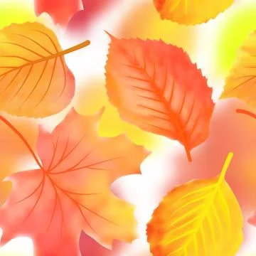 Vector seamless pattern with red and yellow autumn leaves, natural backdrop Illustrazione stock