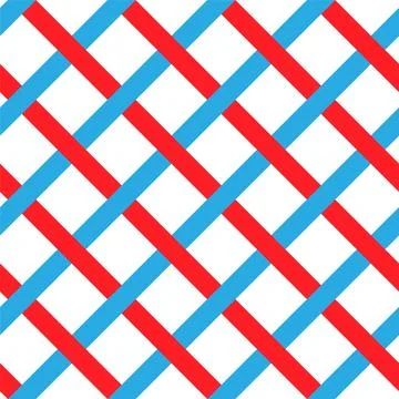 Vector seamless pattern of red and blue abstract geometric stripes or grid is Stock Illustration