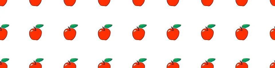 Vector seamless pattern with red apples. Bright fruit background and texture, Illustrazione stock