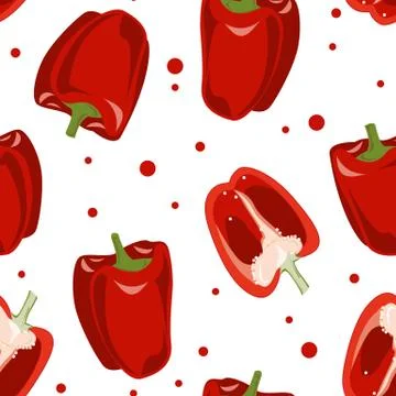 Vector seamless pattern with red bell pepper Illustrazione stock