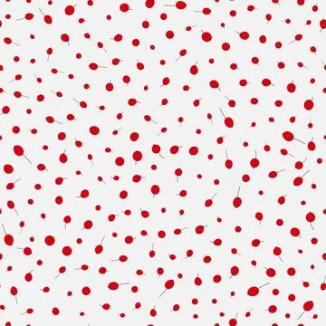 Vector seamless pattern with red berries. Simple repeatable floral backgrou.. Stock Illustration