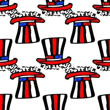 Vector seamless pattern of a red cylinder with white stripes and a blue stripe Illustrazione stock