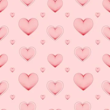 Vector seamless pattern red linear heart. Valentine's Day. Love. 스톡 일러스트
