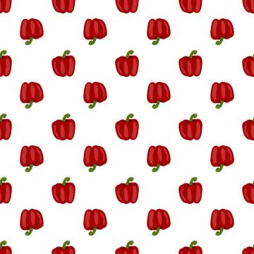 Vector seamless pattern with red pepper on white background Stock Illustration