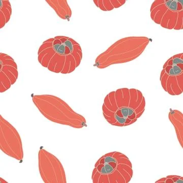 Vector seamless pattern with red pumpkins. Stock Illustration