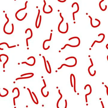 Vector seamless pattern with red question marks on a white background. Illustrazione stock