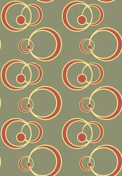 Vector seamless pattern of red rings with a yellow rim. Stock Illustration