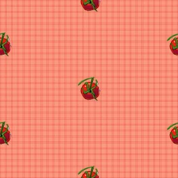 Vector seamless pattern with red ripe tomatoes Stock Illustration