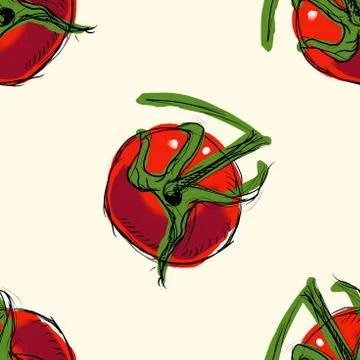 Vector seamless pattern with red ripe tomatoes Stock Illustration