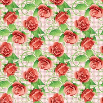 Vector seamless pattern with red roses. Illustrazione stock