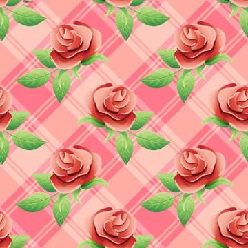 Vector seamless pattern with red roses. イラスト素材