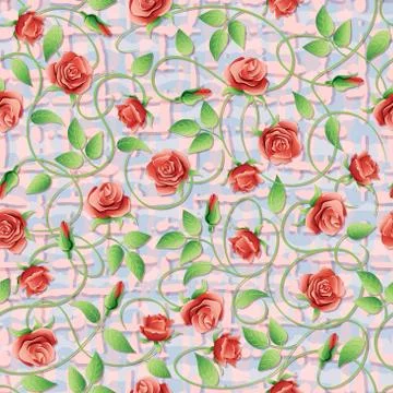 Vector seamless pattern with red roses. Stock Illustration