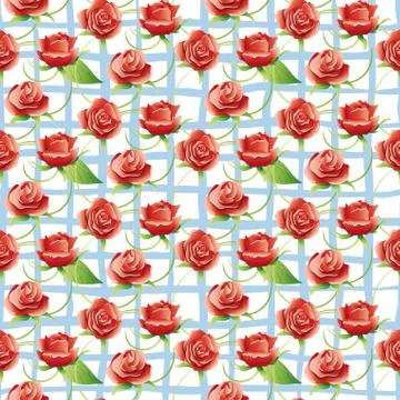 Vector seamless pattern with red roses. Illustrazione stock