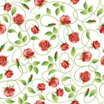 Vector seamless pattern with red roses. Illustrazione stock