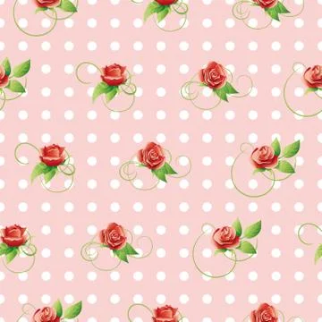 Vector seamless pattern with red roses. Illustrazione stock