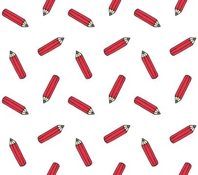 Vector seamless pattern of red sketch pencil イラスト素材