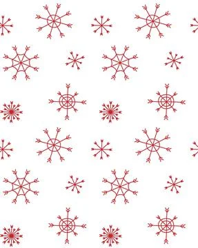 Vector seamless pattern of red sketch snowflake Stock Illustration