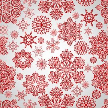 Vector seamless pattern with red snowflakes 스톡 일러스트