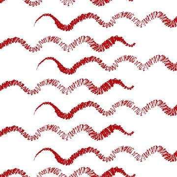 Vector seamless pattern with red wavy stripes on white background 스톡 일러스트