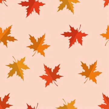 Vector seamless pattern with red, yellow and orange maple leaves.  Illustrazione stock