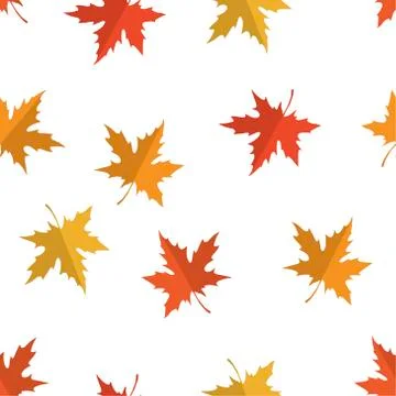 Vector seamless pattern with red, yellow and orange maple leaves.  Illustrazione stock