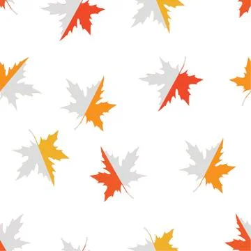 Vector seamless pattern with red, yellow and orange maple leaves.  Stock Illustration