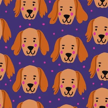 Vector seamless pattern with redfox labrador. Dog pattern. Illustrazione stock