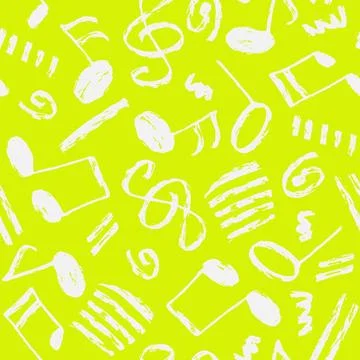 Vector seamless pattern. Repeatable backdrop with hand drawn music notes. Bri 스톡 일러스트