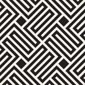 Vector seamless pattern. Repeating abstract geometric elements. Stylish monoc 스톡 일러스트