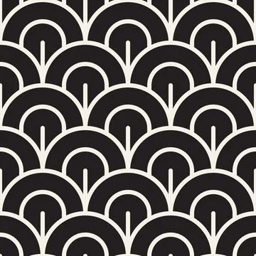 Vector seamless pattern. Repeating geometric elements. Stylish monochrome b.. 스톡 일러스트