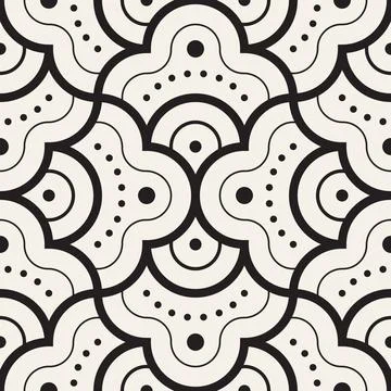 Vector seamless pattern. Repeating geometric elements. Stylish monochrome b.. Stock Illustration