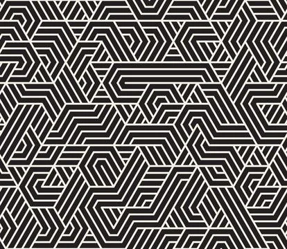 Vector seamless pattern. Repeating geometric abstract elements. Stylish monoc Stock Illustration