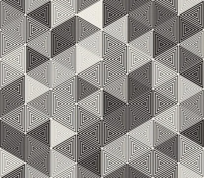 Vector seamless pattern. Repeating geometric abstract elements. Stylish monoc Stock Illustration